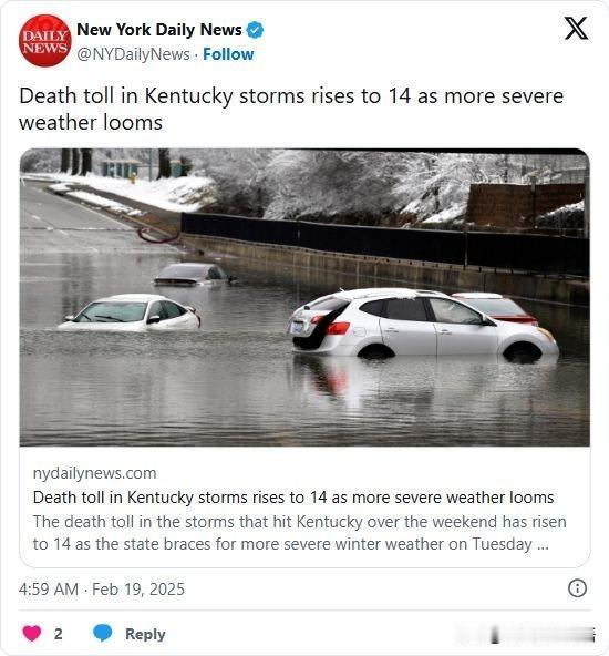 双语简讯：Death toll in Kentucky storms rises