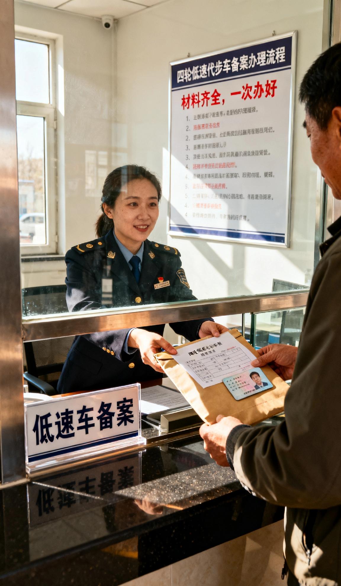 四轮低速代步车备案需要什么手续?四轮低速代步车备案需准备：
 
- 车主身份证原