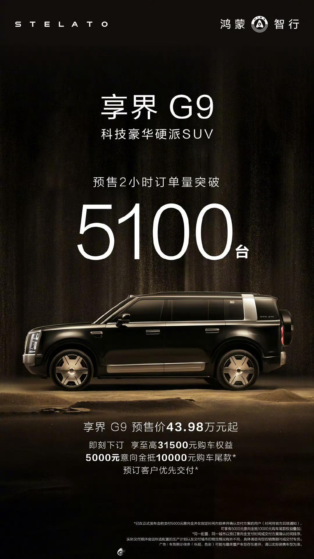 享界2小时预订量5100台这个成绩如何？是夯还是拉？ 