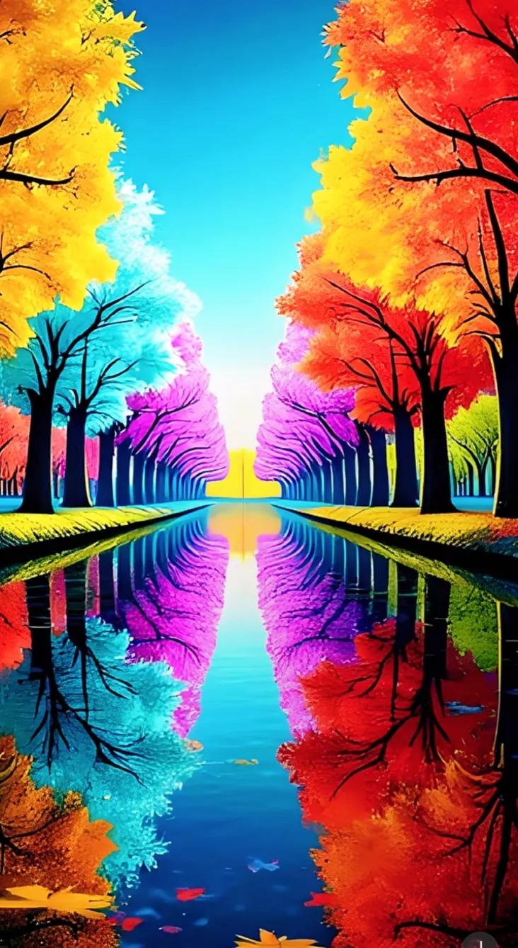 秋日童话，色彩斑斓的梦油画般秋色太美 如此醉人的秋色 秋景美如画卷 幻森林，宛如