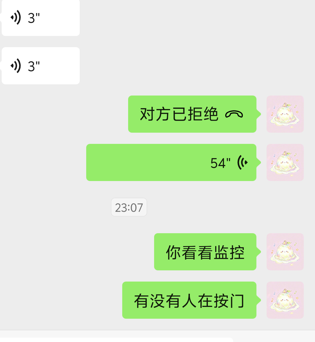 我的天哪，这哪个sjb 大晚上按门 三次了，第一次我以为我爸回来了，在开门 我听