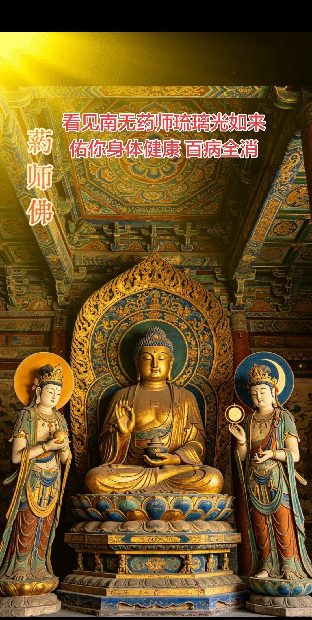 慈悲的药师琉璃光如来，弟子祈愿您慈悲的加持十方法界的众生无病无灾，身体...