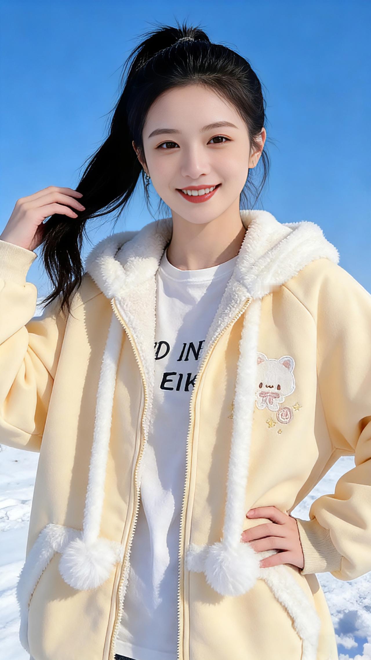 雪色里的暖黄
 
冬日的蓝天是被洗练过的澄澈，像一块揉碎了的蓝宝石，铺展在天地间