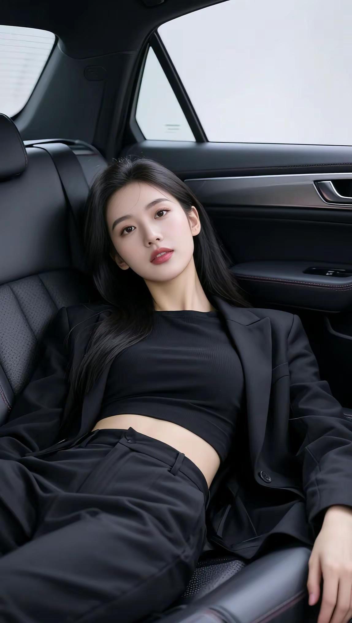 AI黑调车内写真 ai创作 玩法合伙人计划