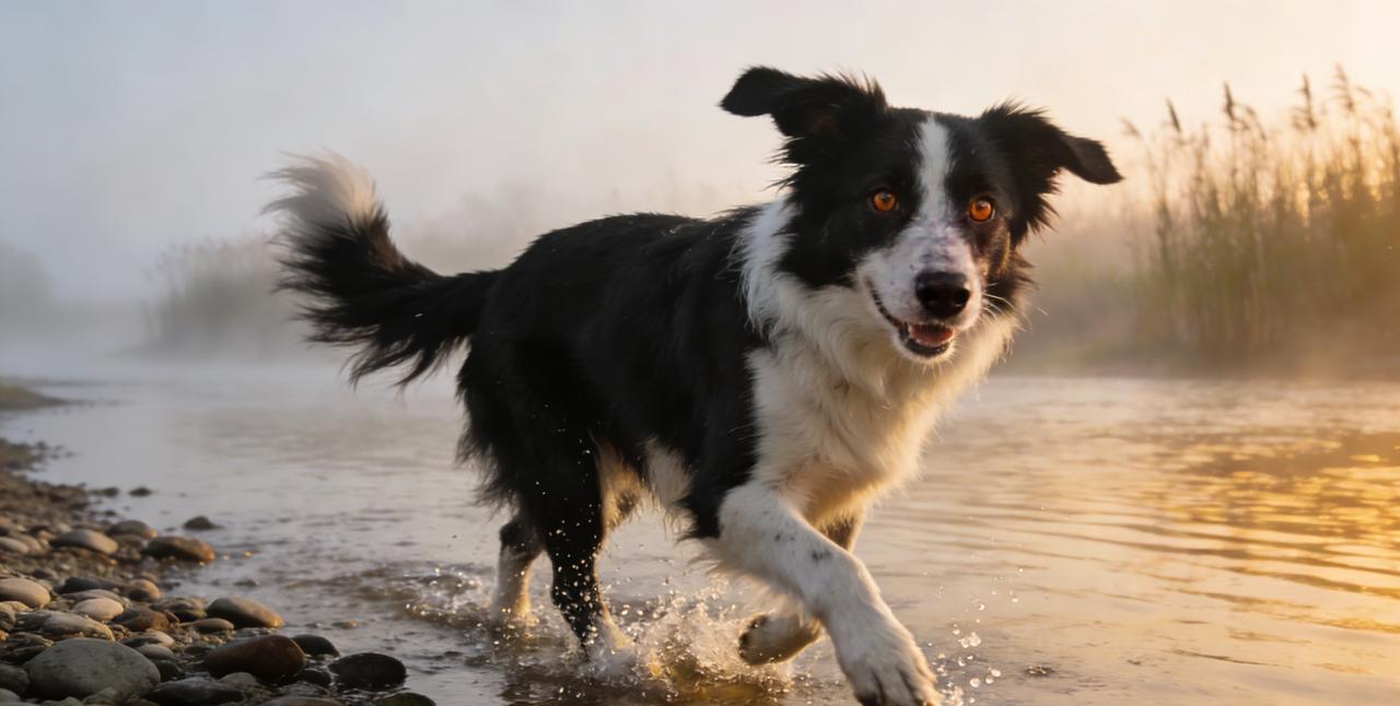 清晨最叫人开心的，莫过于牵着狗往河堤跑。它撒开欢儿在草地上蹦跳，鼻尖蹭过带露的草