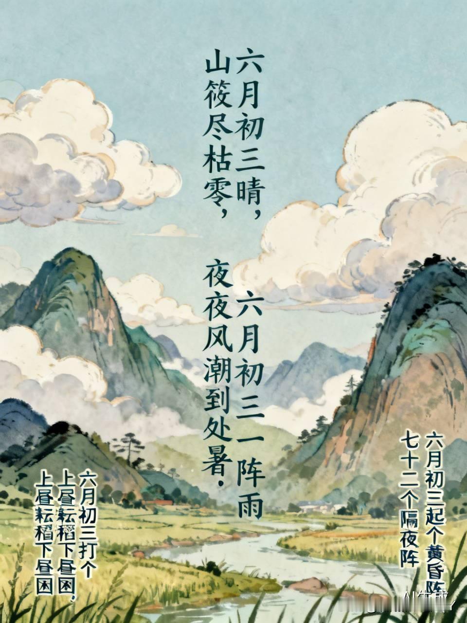 今天是六月初三，民间俗语里有不少有趣的说法呢。
“六月初三晴，山筱尽枯零；六月初