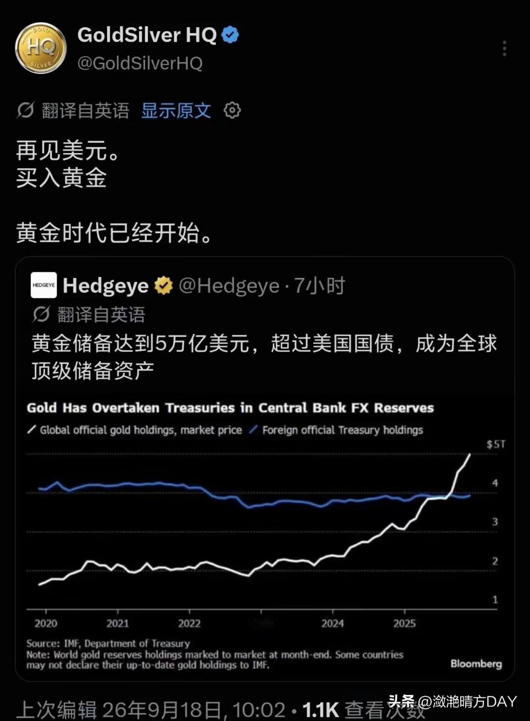 总觉得现在大家对于黄金的关注太多了，大家都以为它会上涨的时候，可能就要下跌了，当