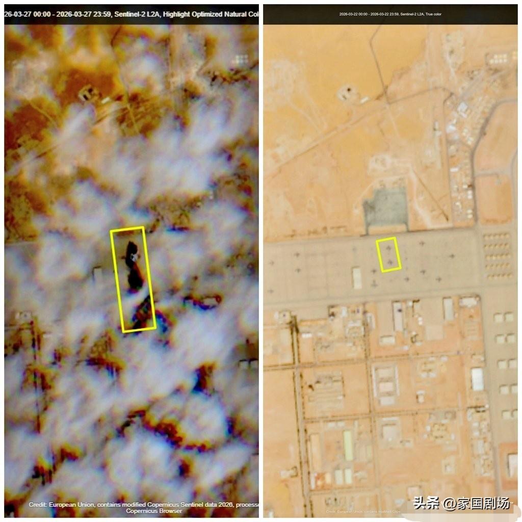 经确认，此图像真实可靠。

今日的Sentinel-2L卫星图像显示，导弹袭击留