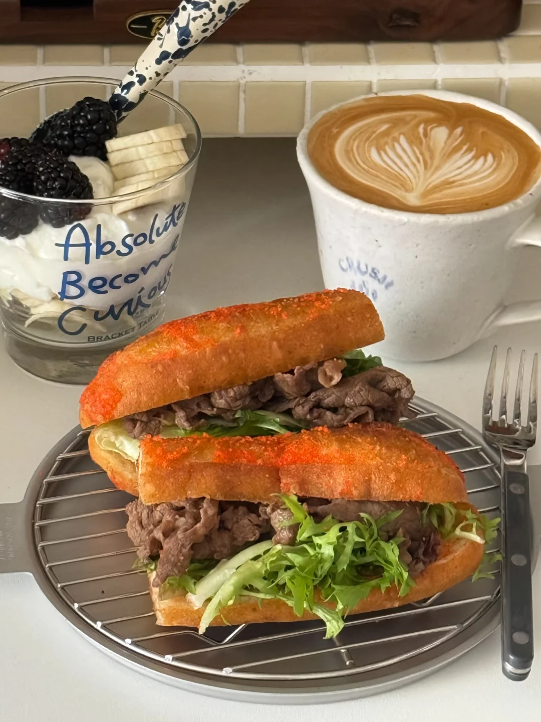 早餐｜明太子法棍三明治&酸奶🥄