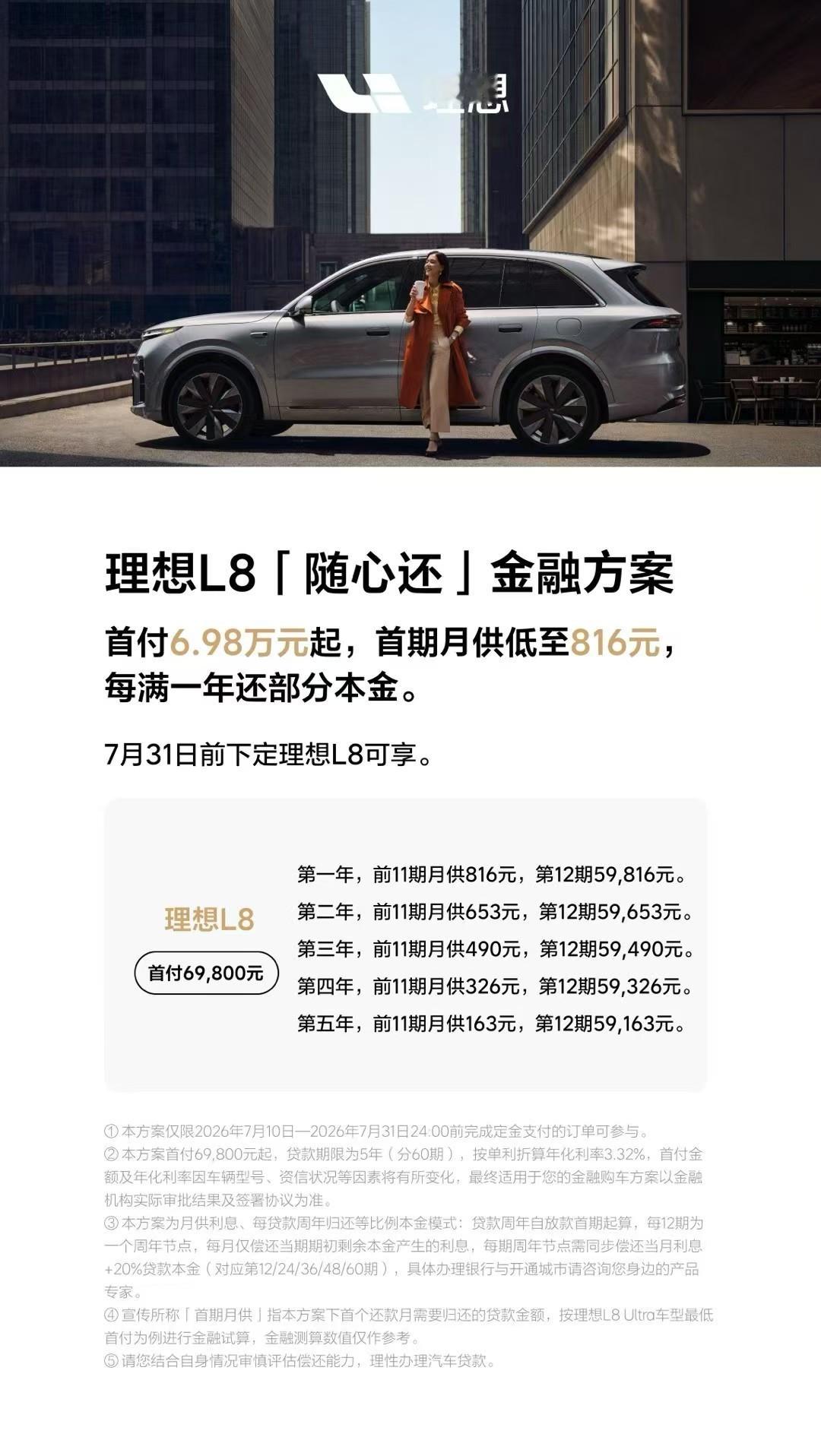 理想也推出了“随心还”金融方案，整体参考了小米的“轻松还”金融方案。类似这种方案