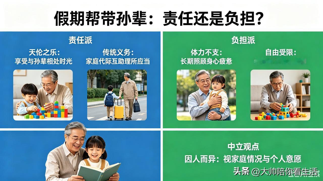 我认为心甘情愿假期帮带孙辈是责任还是负担？
其实哪有什么绝对的答案，全看一家人怎