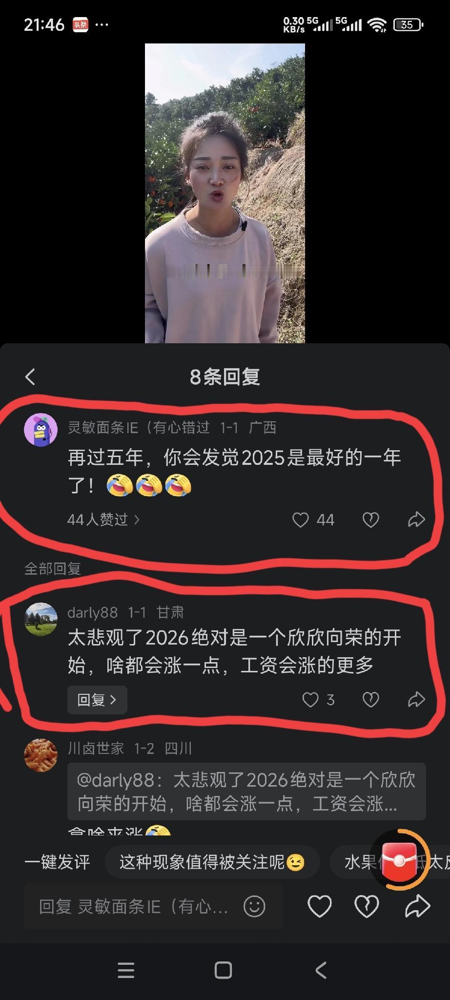 有网友在2026年1月1号评论说，“再过五年，你会发现2025年是最好的一年了”