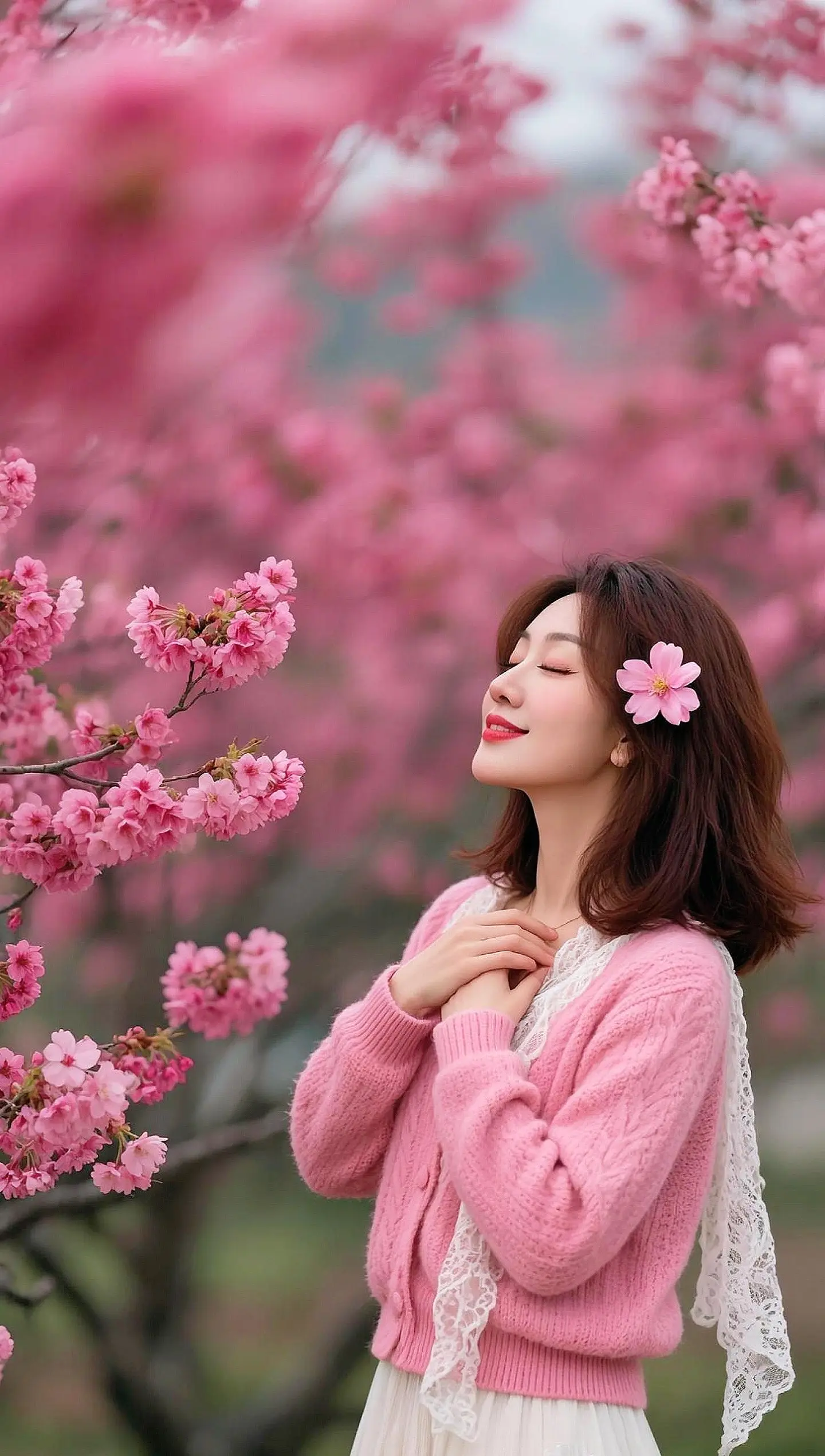 AI春日粉樱写真 ai创作 玩法达人伙伴计划广告分成