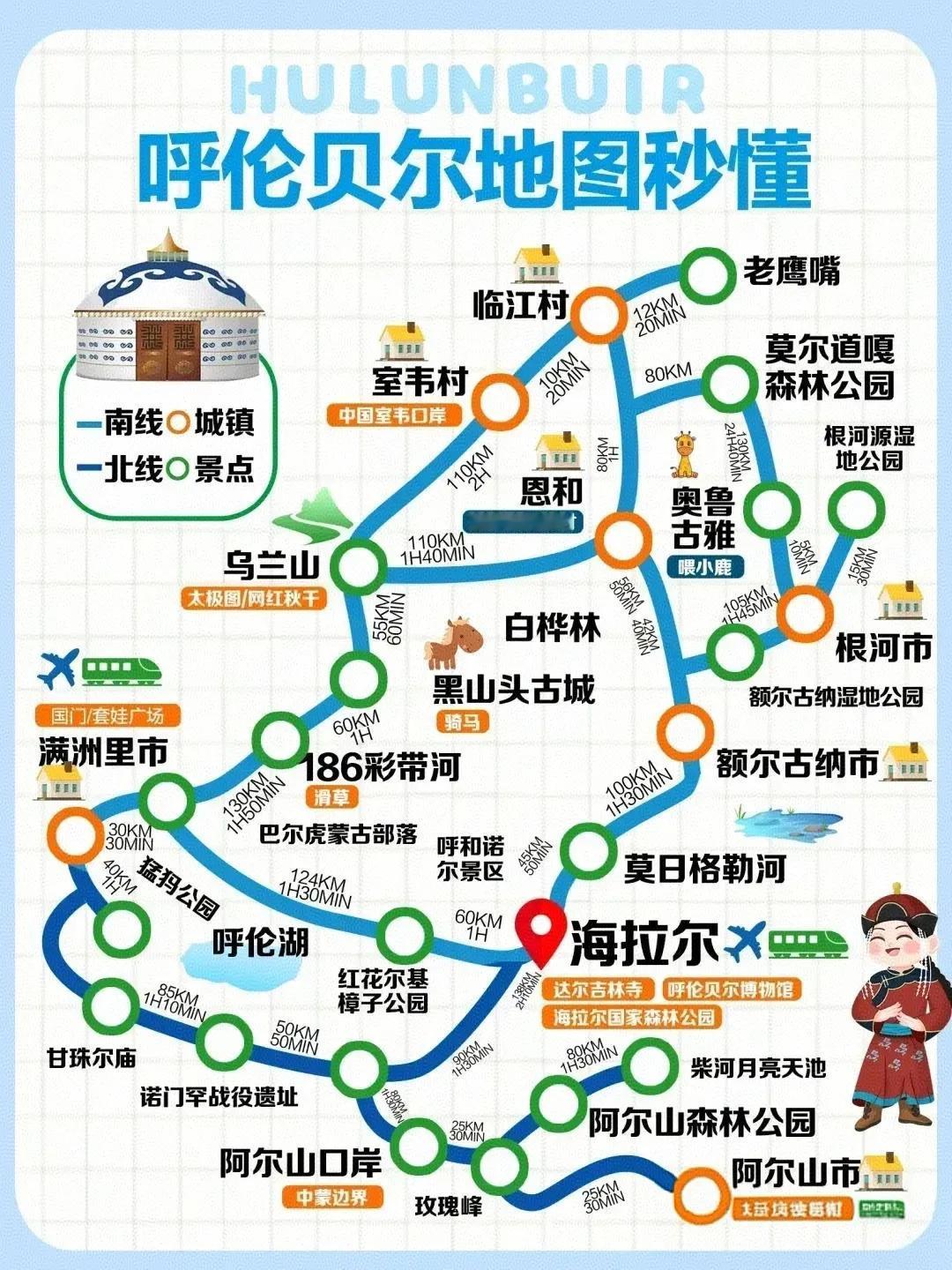 呼伦贝尔旅游地图+特色美食推荐[比心]