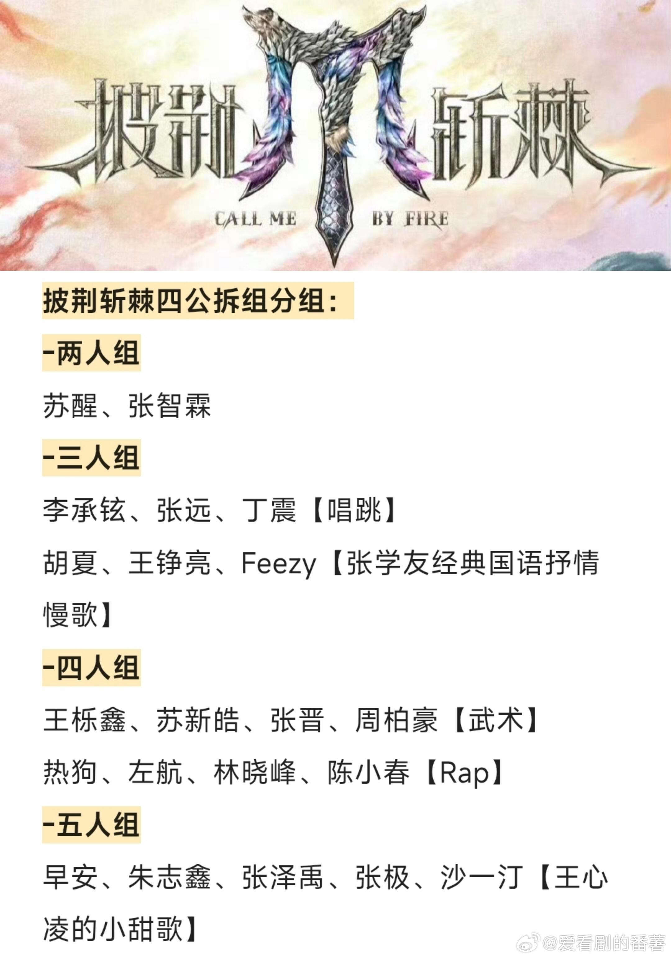 披荆斩棘[超话]  披荆斩棘四公—拆组分组，有你喜欢的组合吗披荆斩棘｜ ​​​