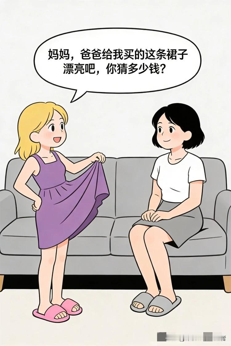 快乐漫画：女儿问裙子多贵，妈妈的神回复让全网笑翻：原来省钱密码藏在爸爸脸上！