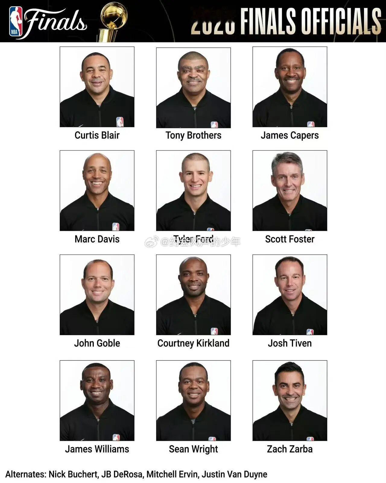 NBA总决赛裁判名单正式出炉基本上是NBA可以掏出的最强裁判天团了，经验丰富，福