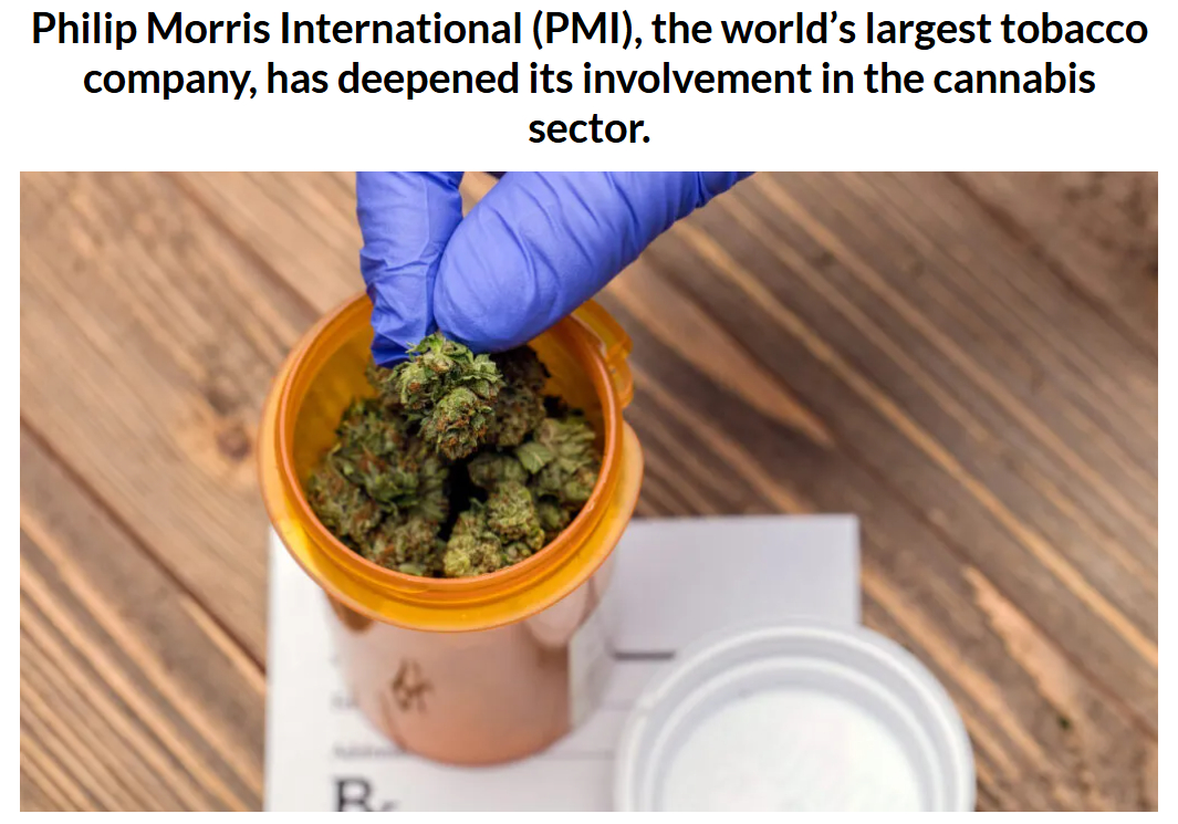 全球最大烟草公司菲利普莫里斯加深进入大麻行业现在是医用大麻。PMI通过子公司，宣