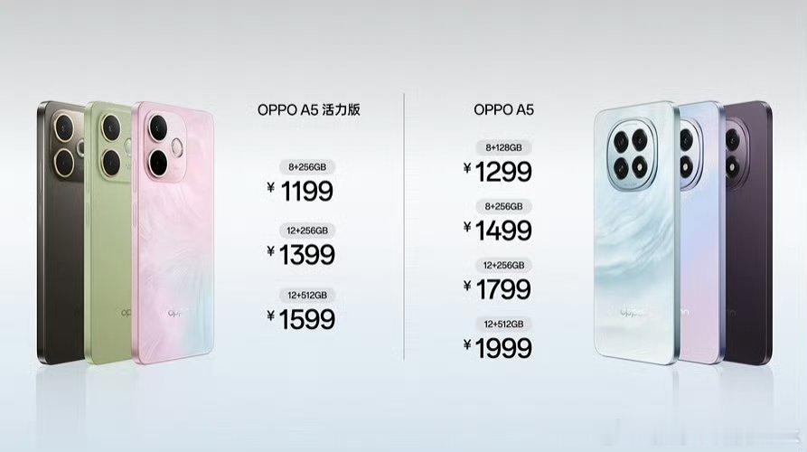 OPPO A5和OPPO A5 活力版正式发布价格挺不错的，主打入门耐用千元机1