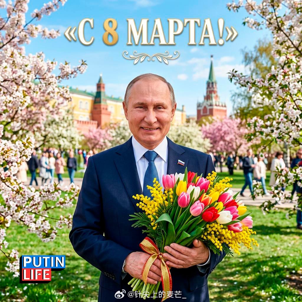 💐"普京生活"向我们所有可爱的订阅者们致以三八妇女节的祝福！愿你们永远如此美丽