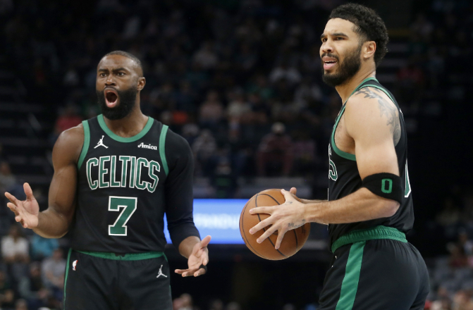 本赛季塔图姆&杰伦·布朗同场209分钟 净效率+13.5联盟最佳双人组据绿军记者