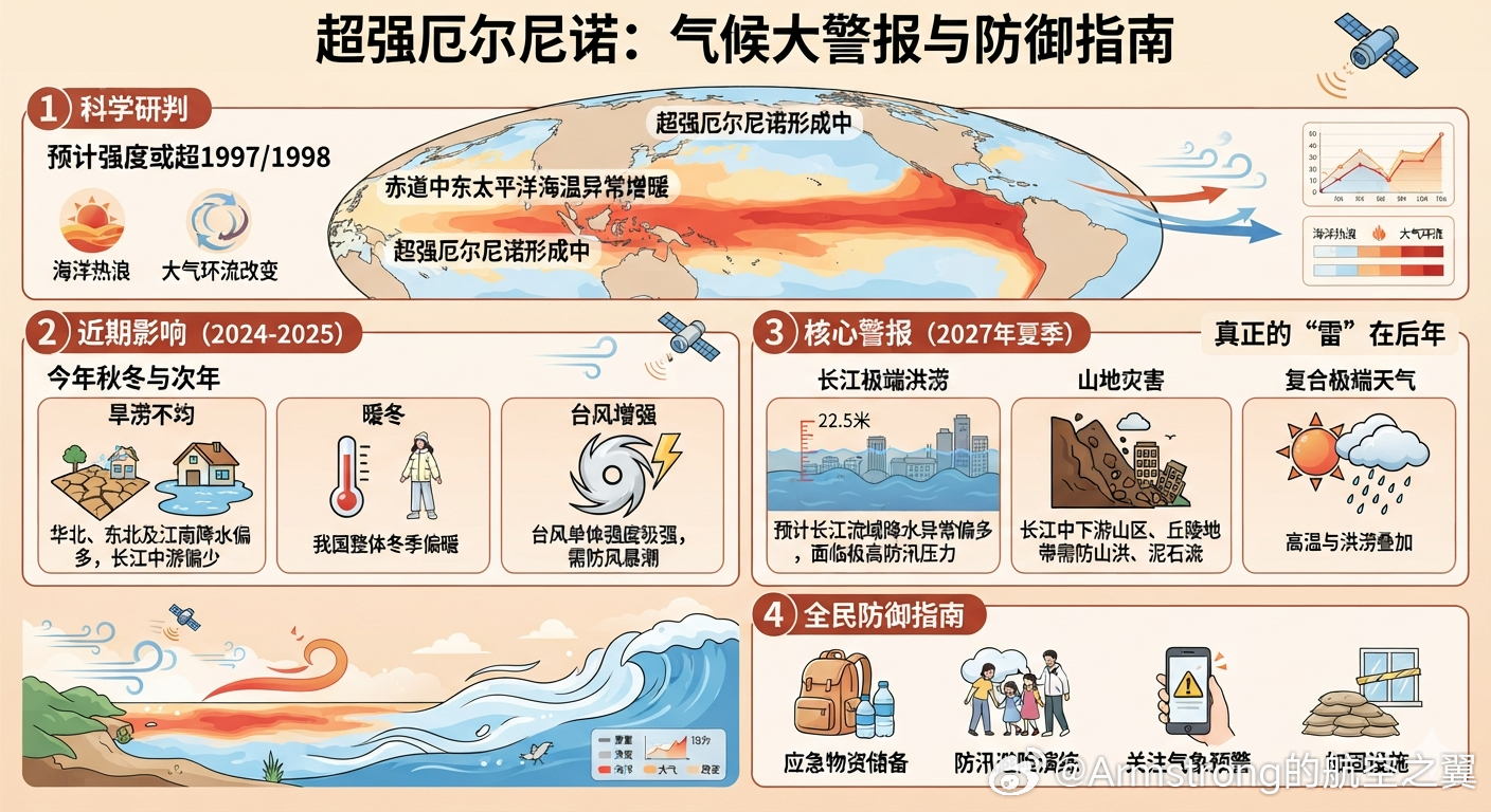 超强厄尔尼诺真要来了 根据国家气候中心和自然资源部的最新科学研判，一次极有可能刷