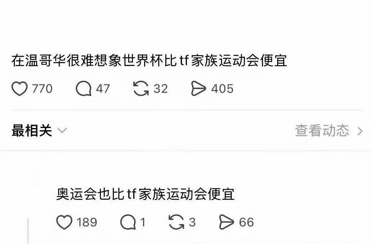 世界杯都比TF家族运动会便宜 很难想象TF家族运动会…. 为何如此的贵 稀缺名额