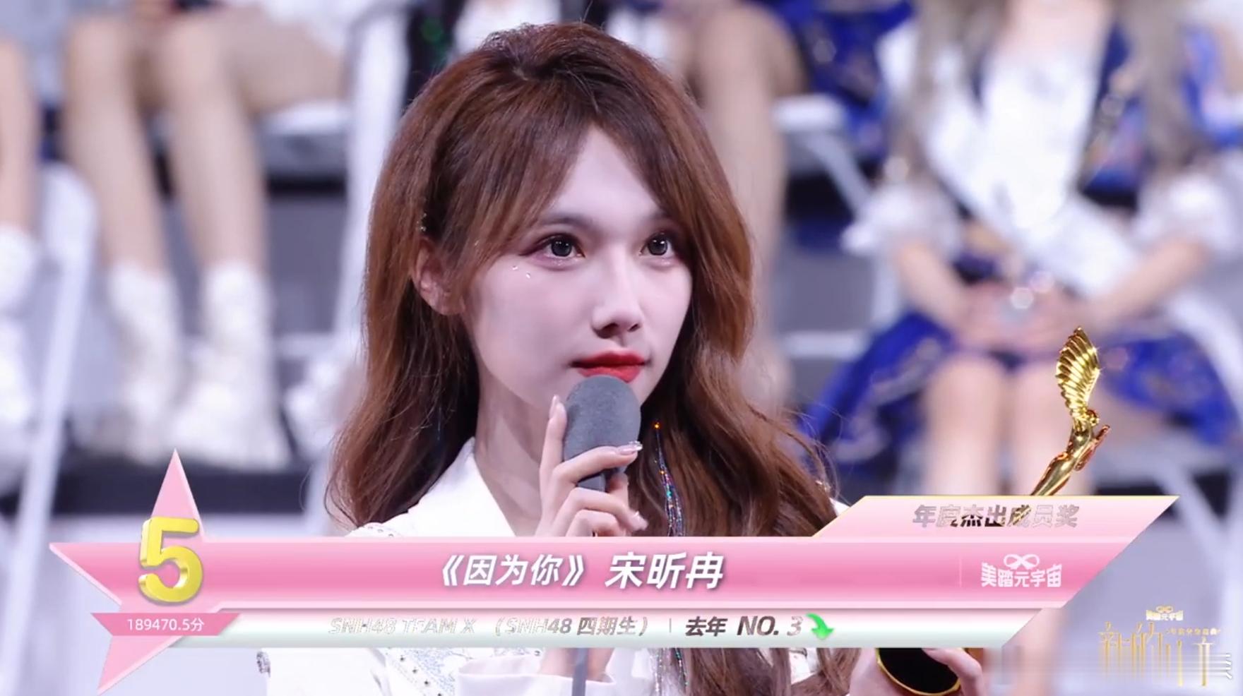 宋昕冉第五啊。不过说白了SNH48投票除了第一名真没啥用，丝芭这公司除了鞠婧祎很