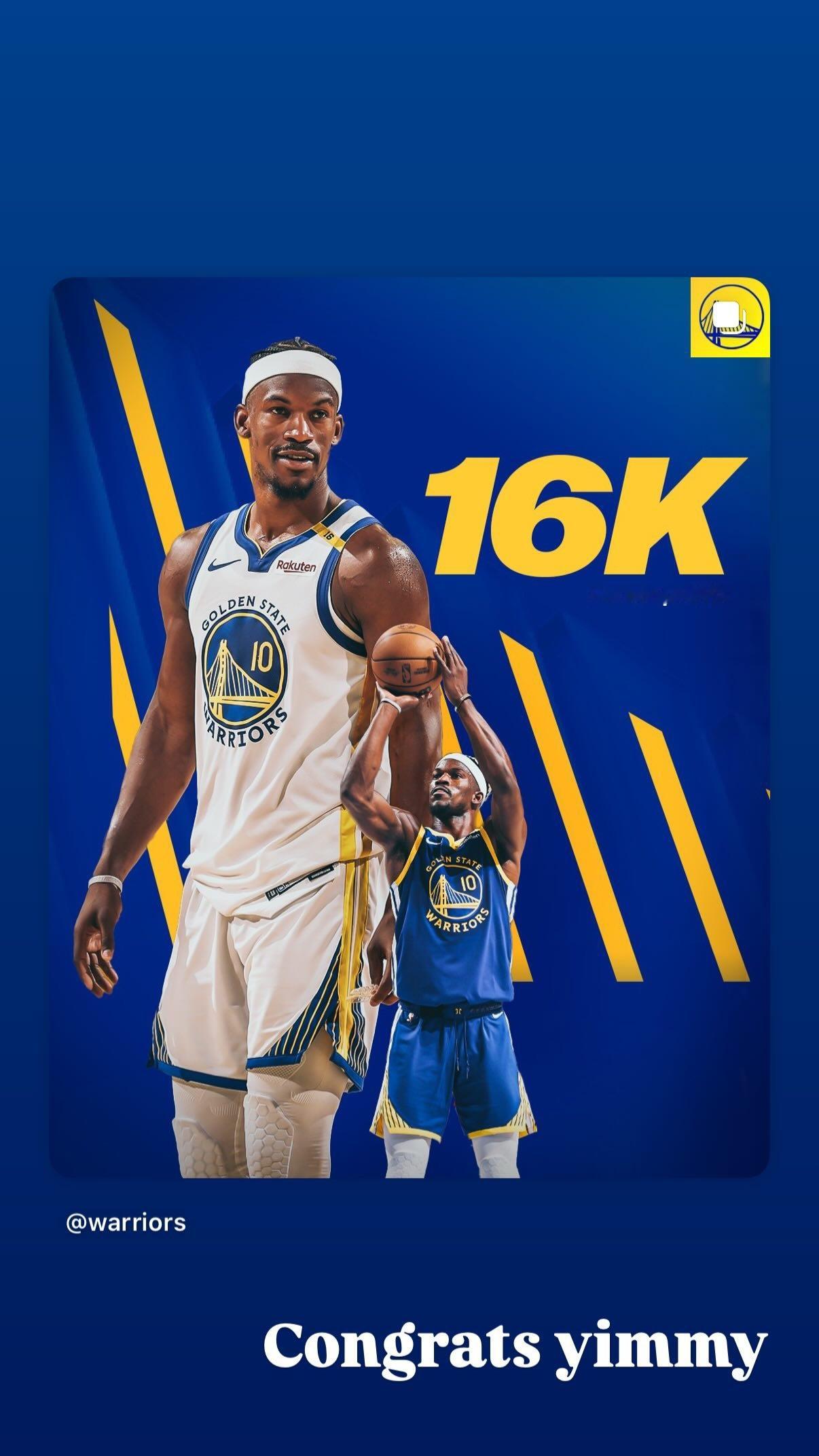 库明加发了动态庆祝巴特勒16000分[抱一抱]巴特勒生涯16000分 ​​​