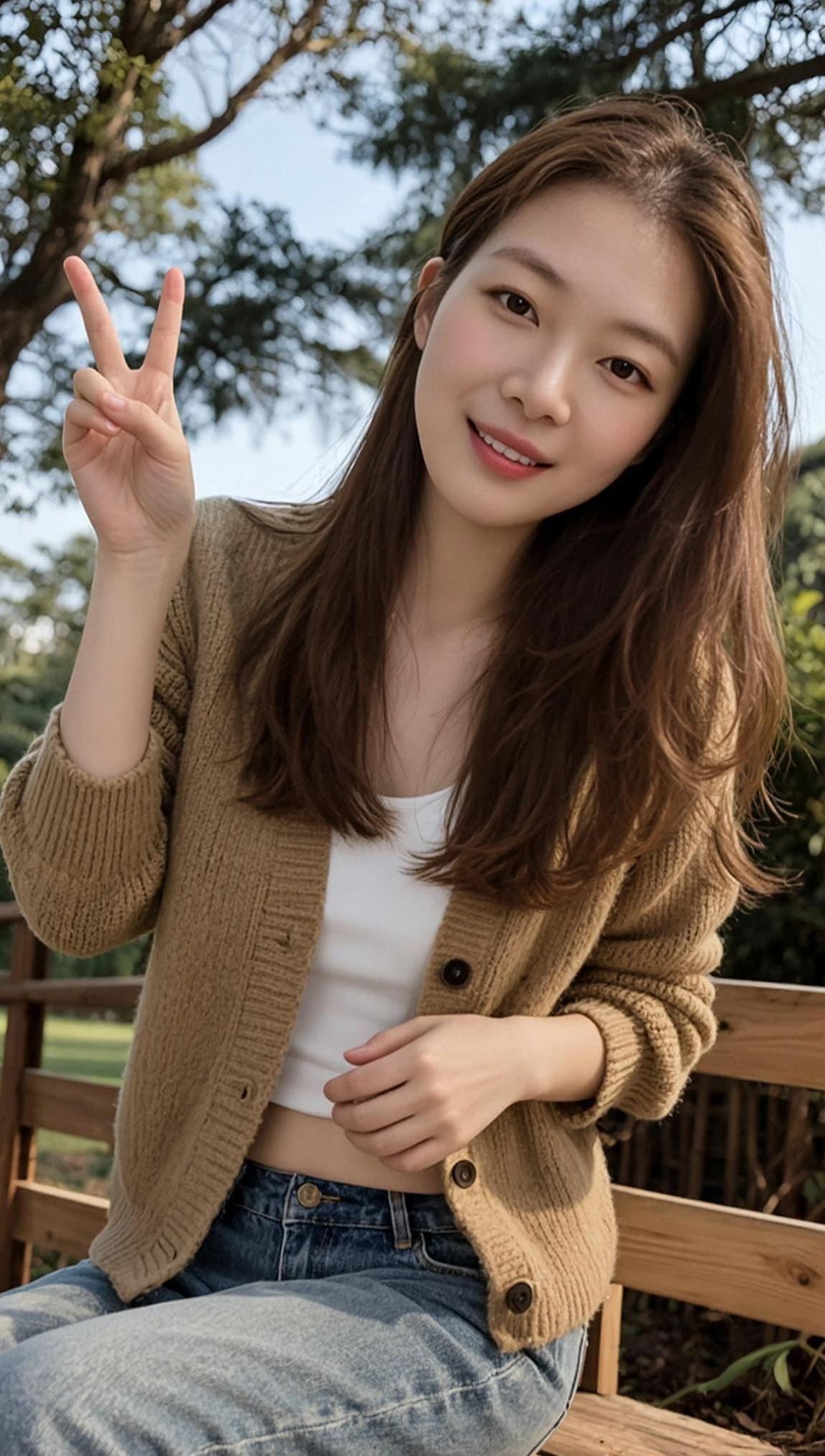 AI户外生活照 颜值在线甜美写真清纯甜美女孩优雅气质抖音ai创作