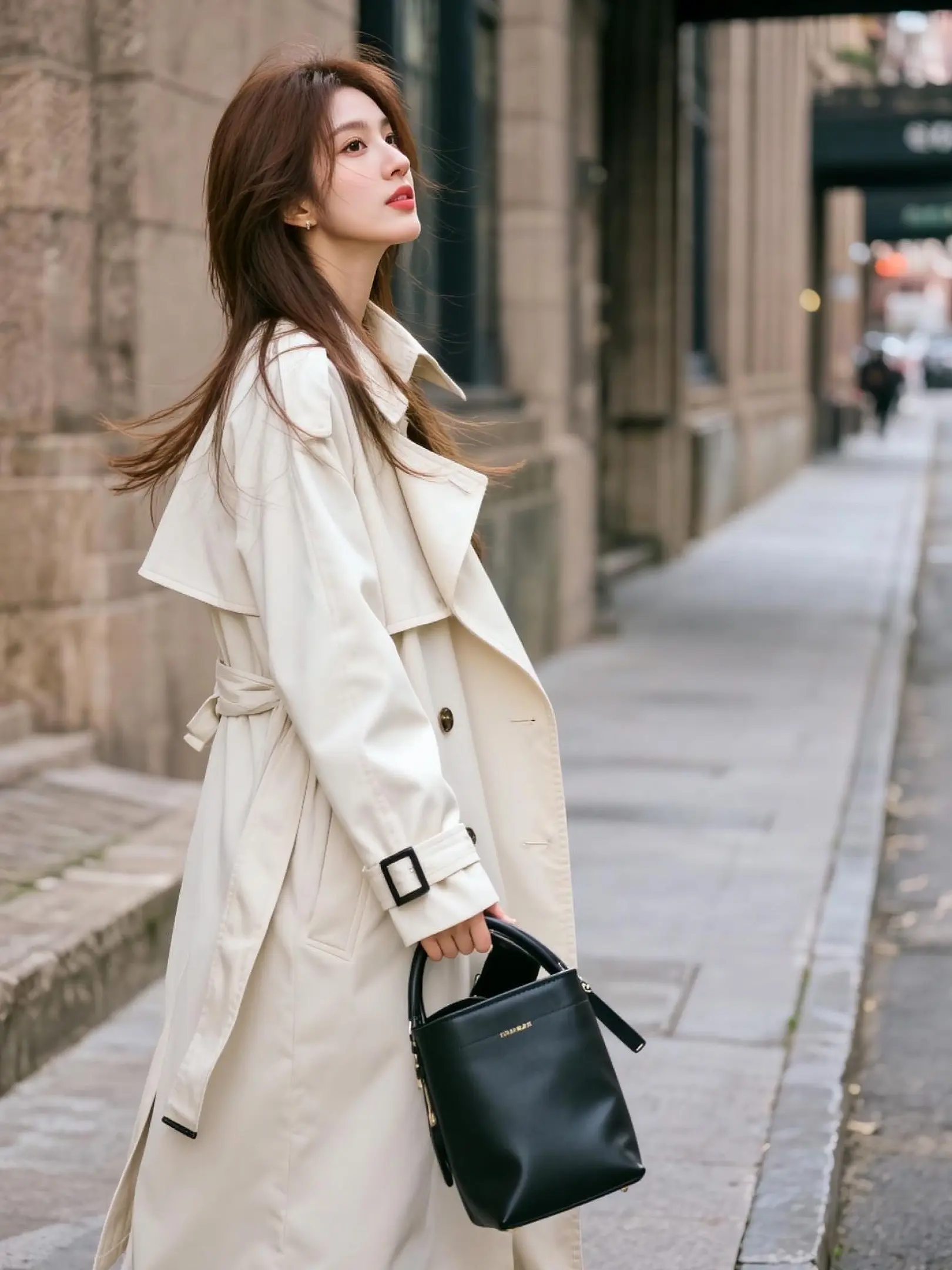 AI街景风衣写真 随变ai随便玩 ai创作 用创作打开春天 随变一拍都很夯