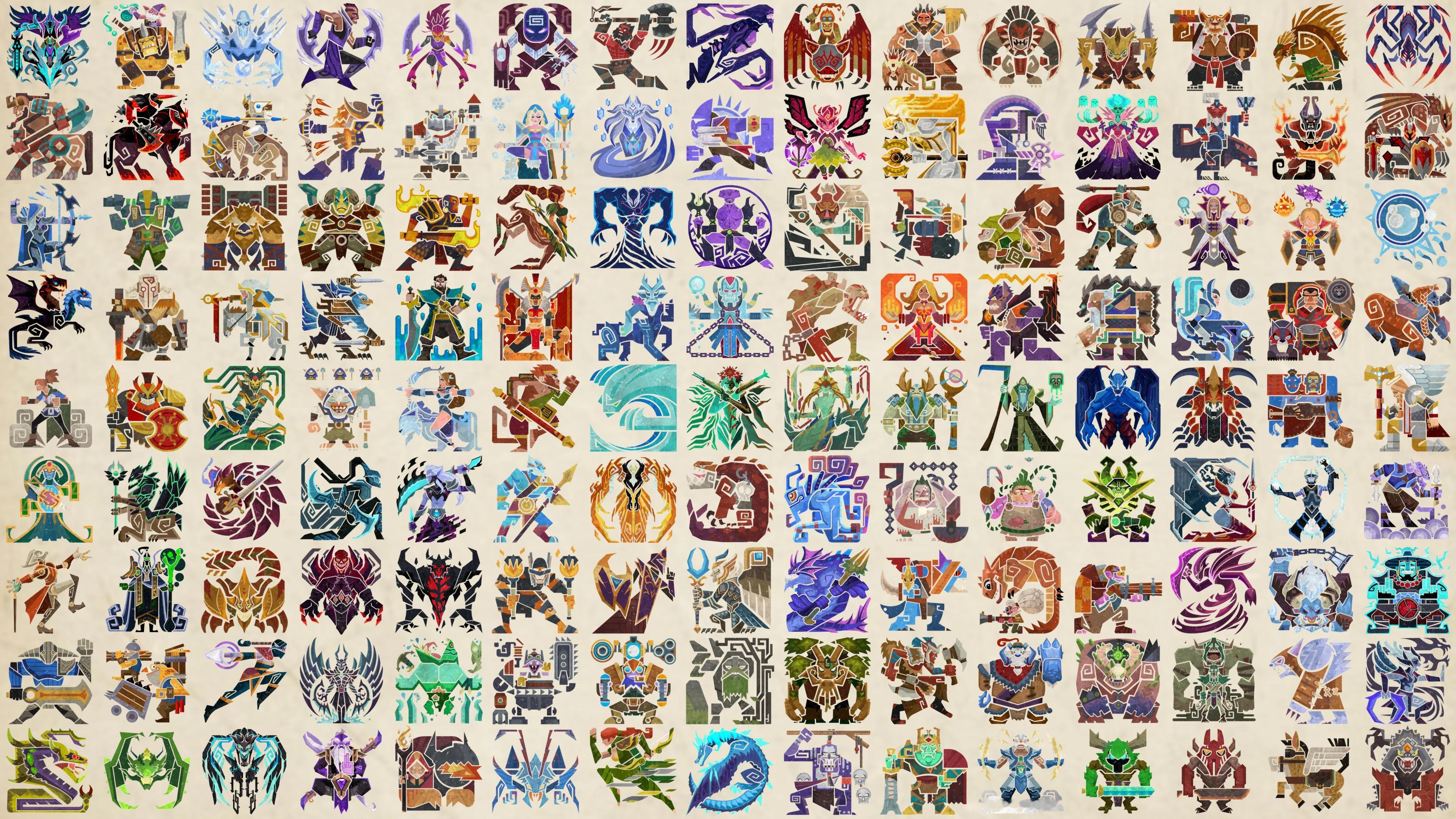 如果把怪猎 x Dota2的图标合成一张壁纸