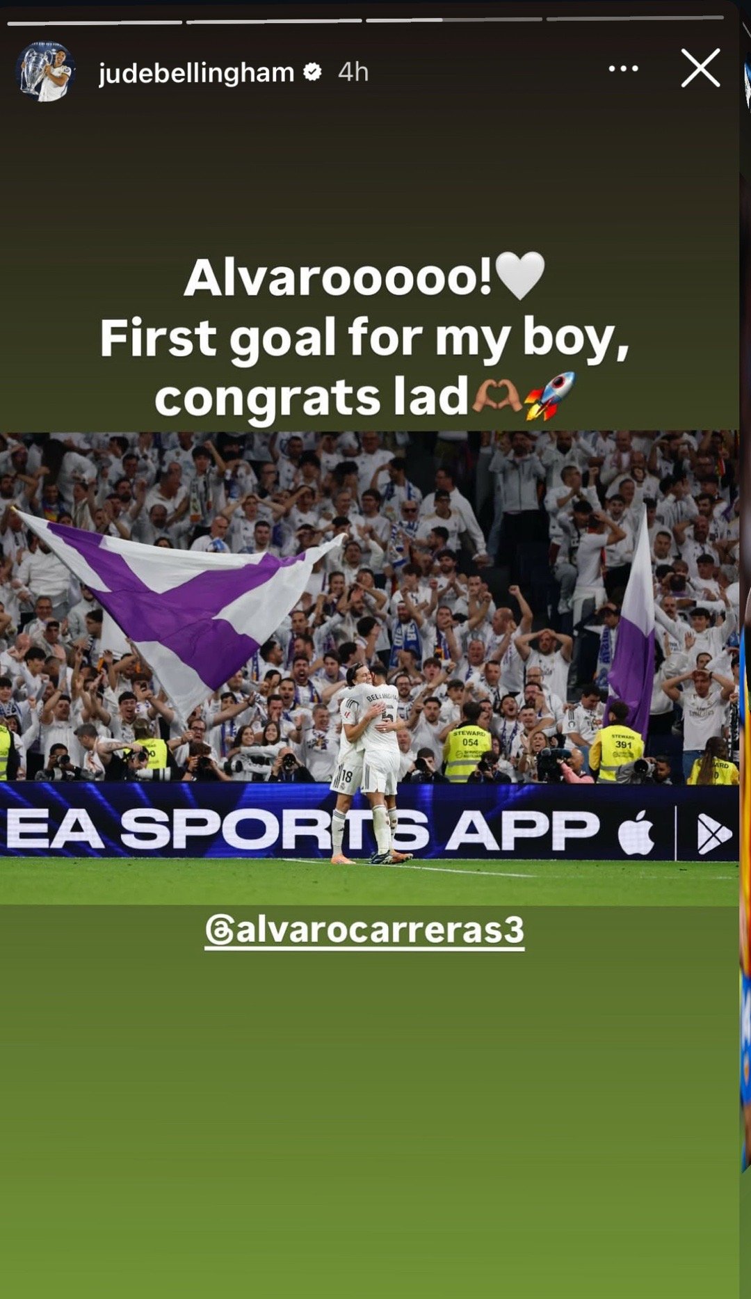 贝林：阿尔瓦罗的首球！🤍恭喜我的宝！🙌🚀A费：谢谢我的好闺蜜🤍🤍🤍h