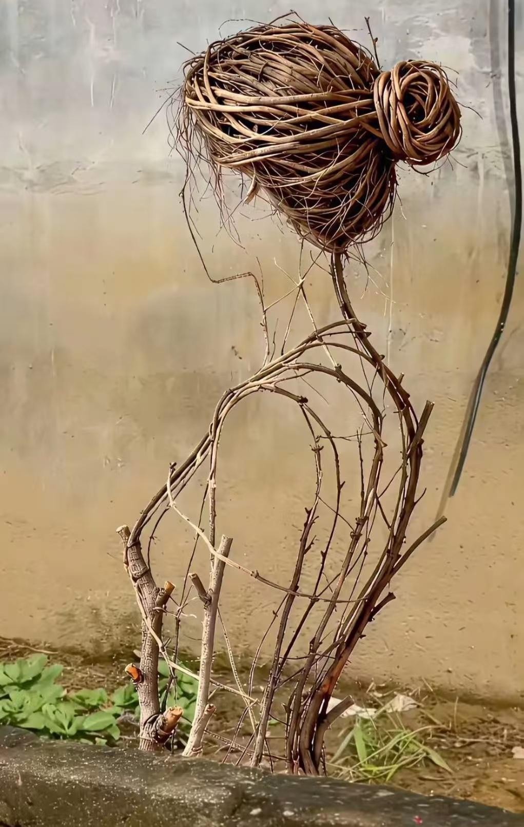 十分接地气的艺术创作。此乃秋风杨柳一娉婷。叹为观止。
网友说，艺术家的眼光果然与