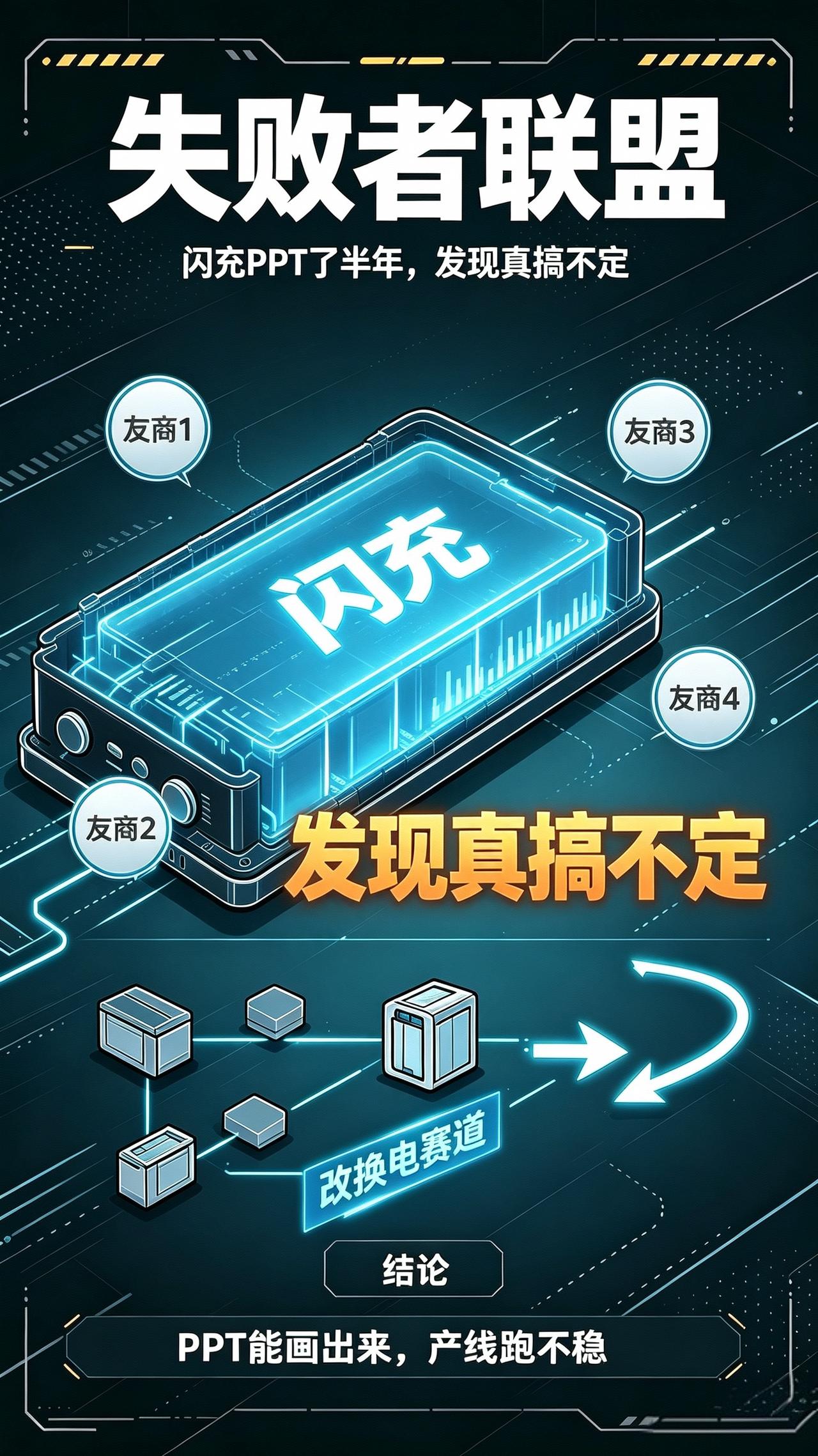闪充PPT半年遇阻，转头换电
之前好多家扎堆官宣闪充技术，发布会数据一个比一个亮