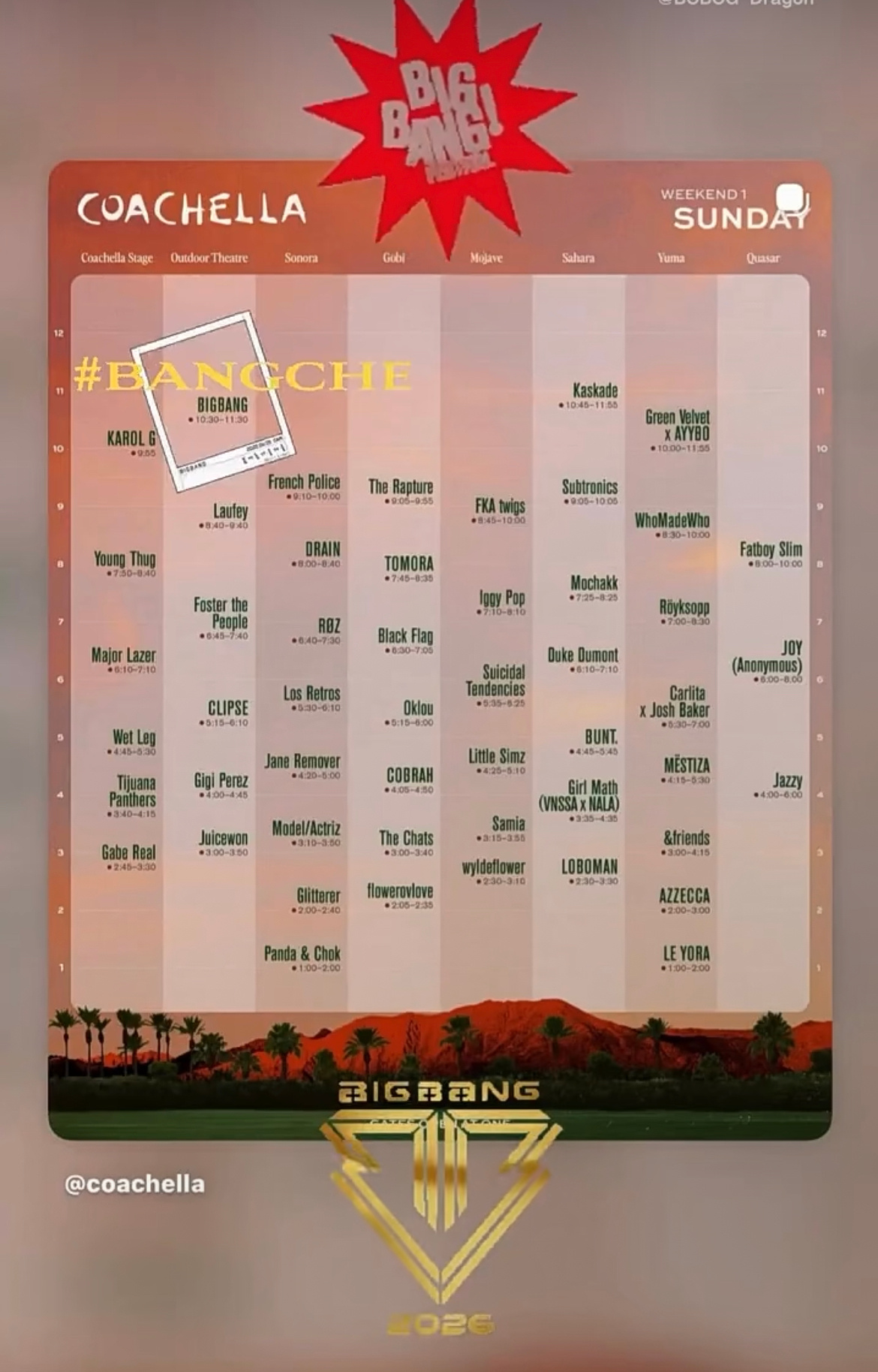 科切拉音乐节2026演出表 科切拉音乐节2026演出时间表、BIGBANG、Li