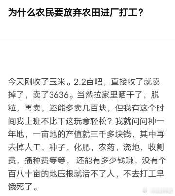 为什么农民要放弃农田进厂打工？ ​​​