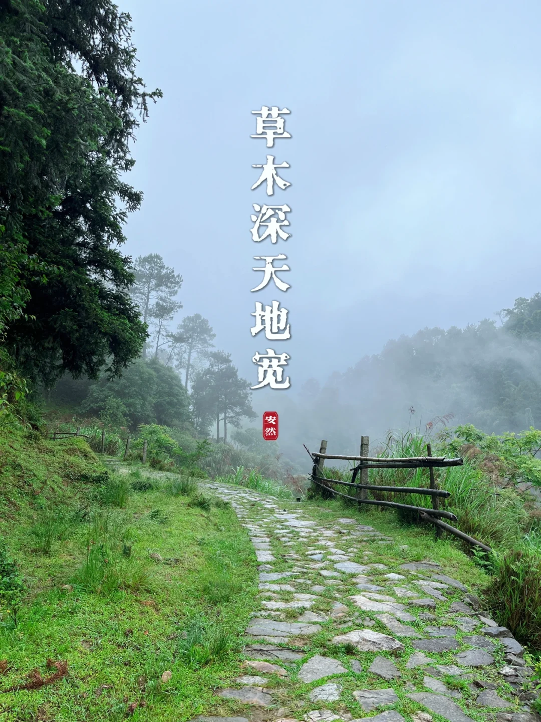 六月  烟雨朦胧中  漫步古道旁的降虎寨