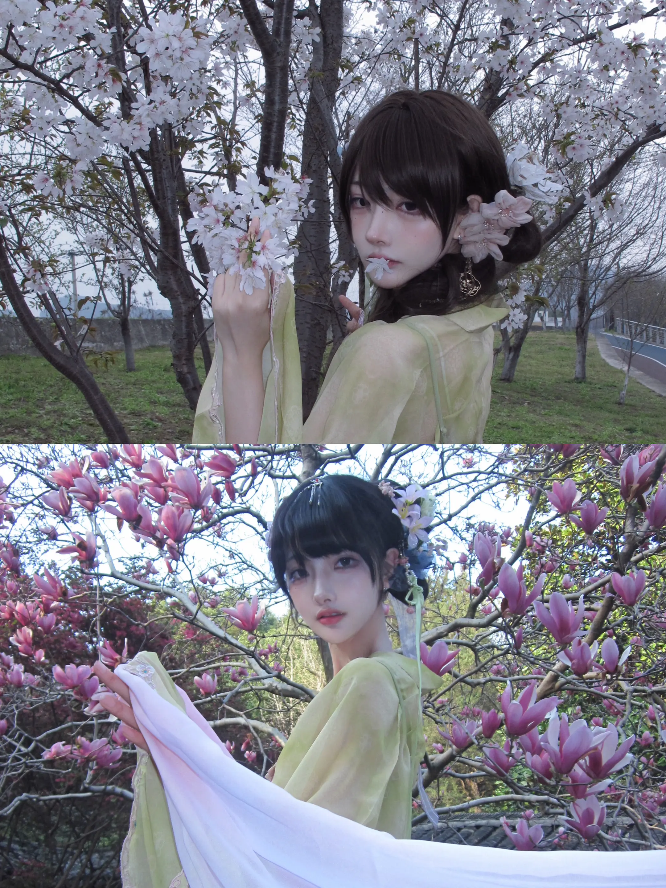 忽见粉蝶潜入窗。用两种妆造穿了同一件汉服 -