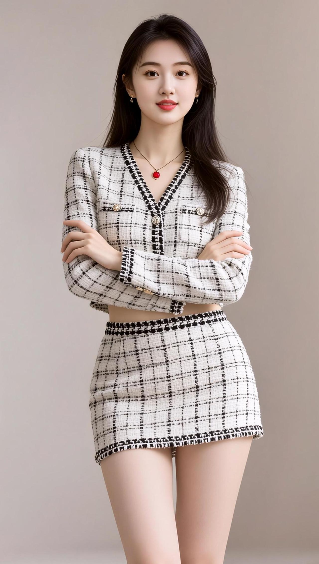 AI小香风写真 抖音ai创作 温柔纯欲风穿搭分享 看美女 气质套装