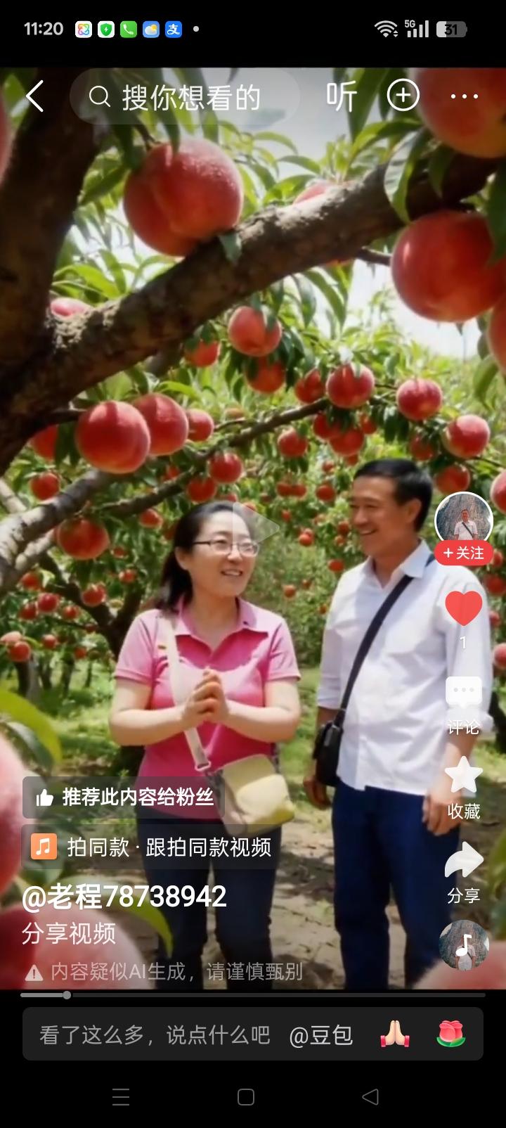 这一对恋人当年知青下乡时，亲手栽上这棵桃树。后来招工到不同城市，各自都建立了新家