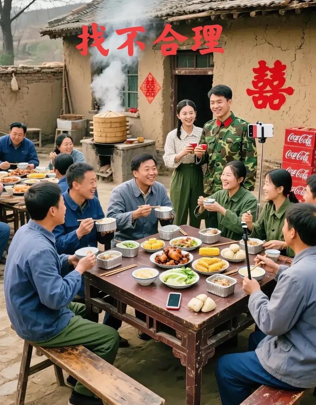 一张80年代农村办喜事的老照片。

这张照片里有个明显的漏洞：有人拿着手机在拍照