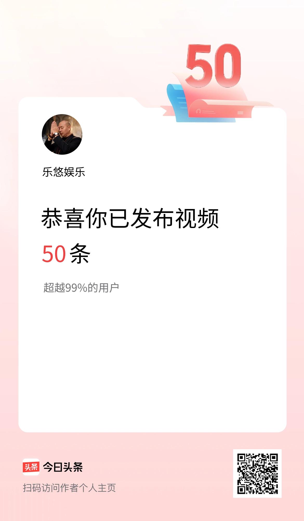 我在头条累计视频投稿50个