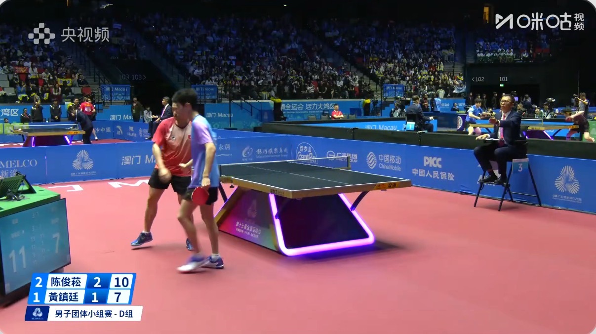 2025大湾区全运会男子团体D组福建3-1香港程靖淇/郑培锋3-1黄镇廷/陈颢桦