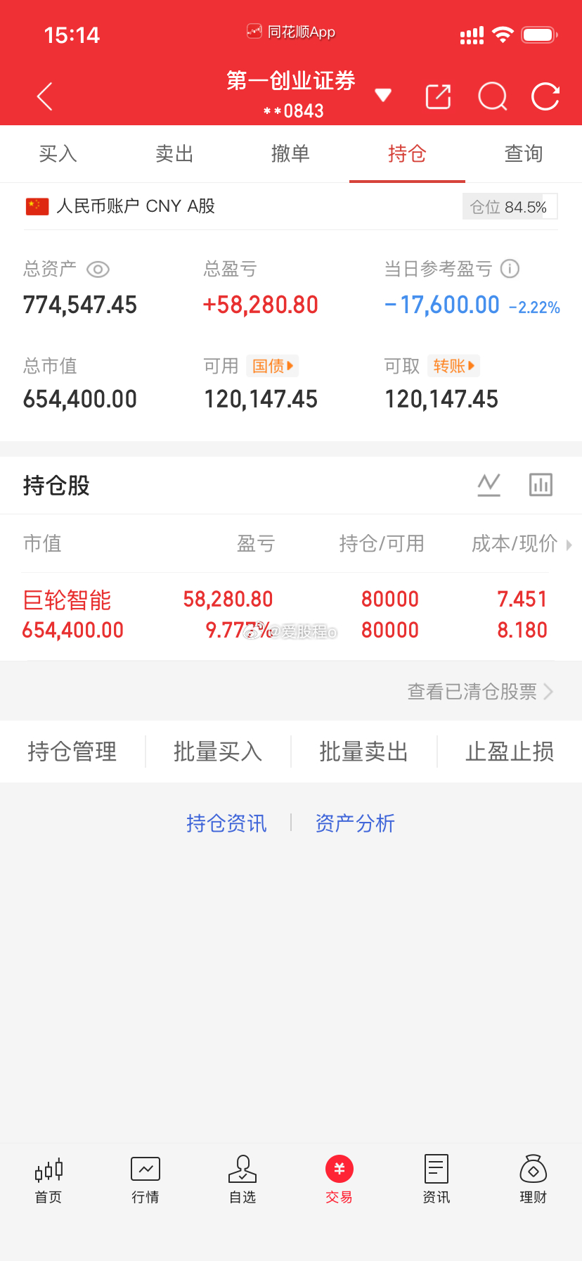 爱股程全职炒股日记40w本金挑战一年翻5倍，第（ 164  ）天！总资产：77w