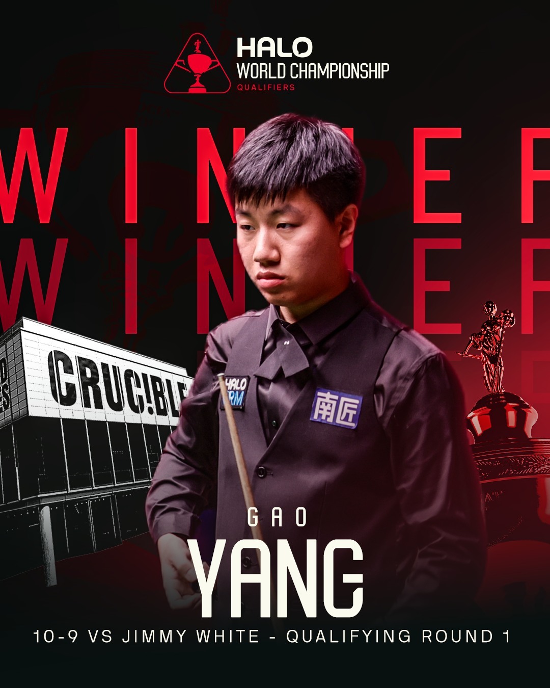 #高阳10比9吉米怀特# 2026斯诺克世锦赛资格赛144进112轮次，高阳对阵