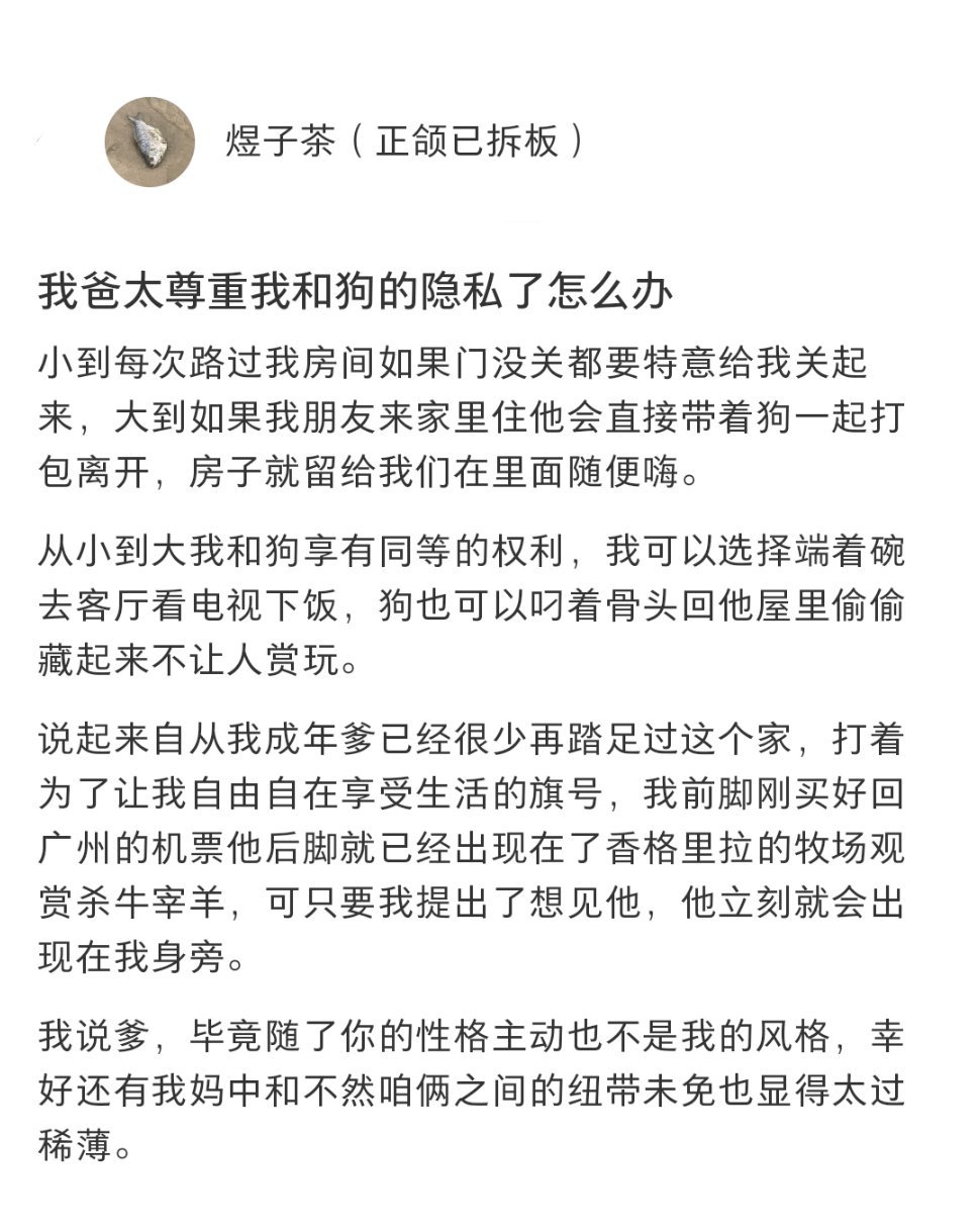 爸爸太尊重我和狗的隐私了怎么办 