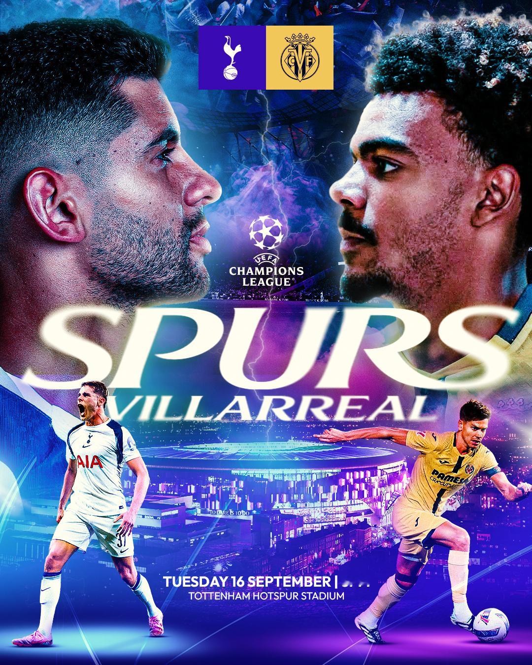 MATCHDAY 🌟🆚 比利亚雷亚尔🏟️ 热刺球场🏆 欧冠⏰ 8pm ?