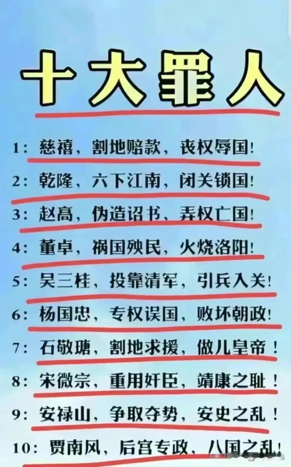 中国历史上的千古罪人，你觉得谁可以排第一
中国古代因为有了某些人，直接导致内乱战
