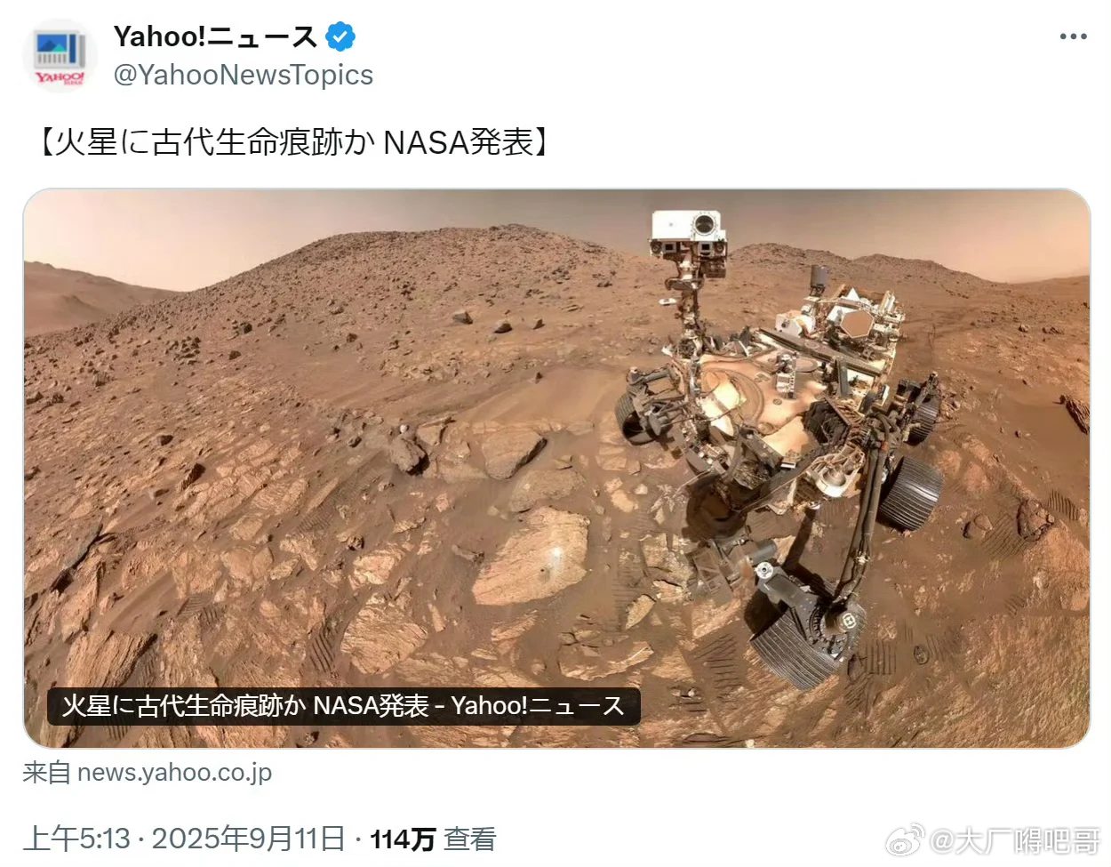 NASA明确发现火星生命迹象 火星石头上就刻了俩字儿：打钱 ​​​